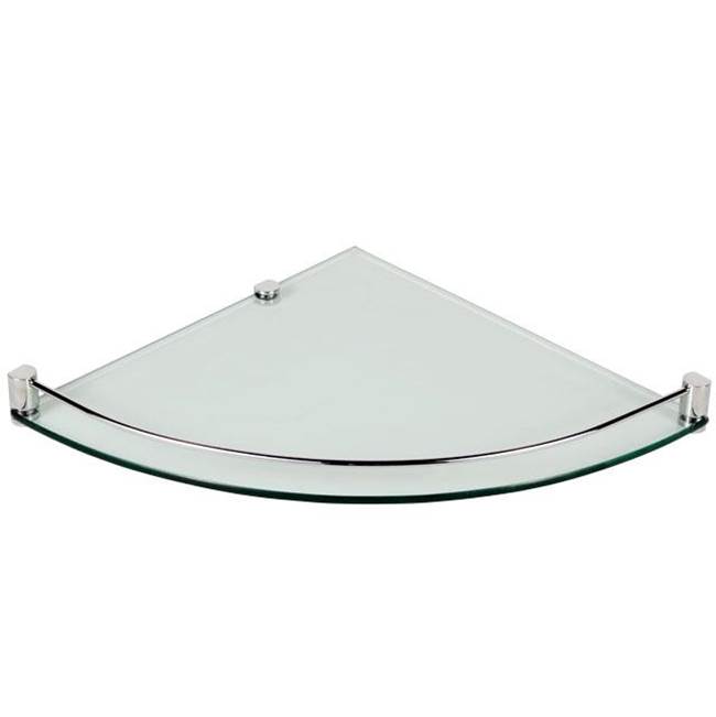 LaLoo Canada Single Glass Corner Shelf with Railing with Tempered Glass - Polished Gold