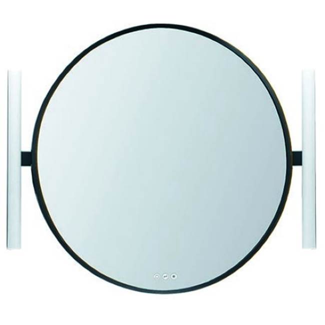 LaLoo Canada Round Matte Black Mirror with Side LED Strips - 3000-6000K 3 Button Touch Switch