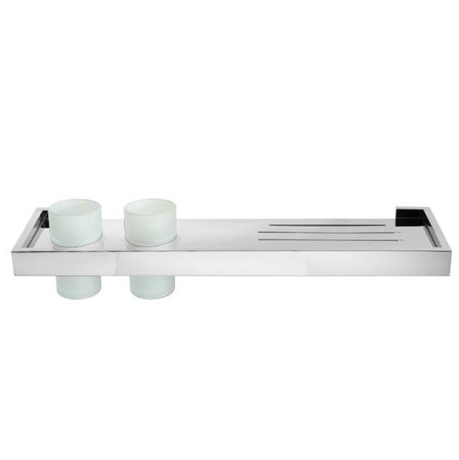 LaLoo Canada Stainless Shelf with drainage & 2 tumblers - White Frost