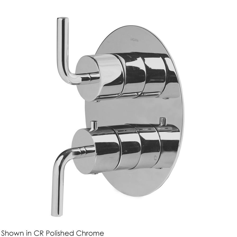 Lacava TRIM ONLY - Thermostat w 2-way diverter + OFF, GPM 6.1 (43.5PSI) curved lever handls on round knob, round back plate