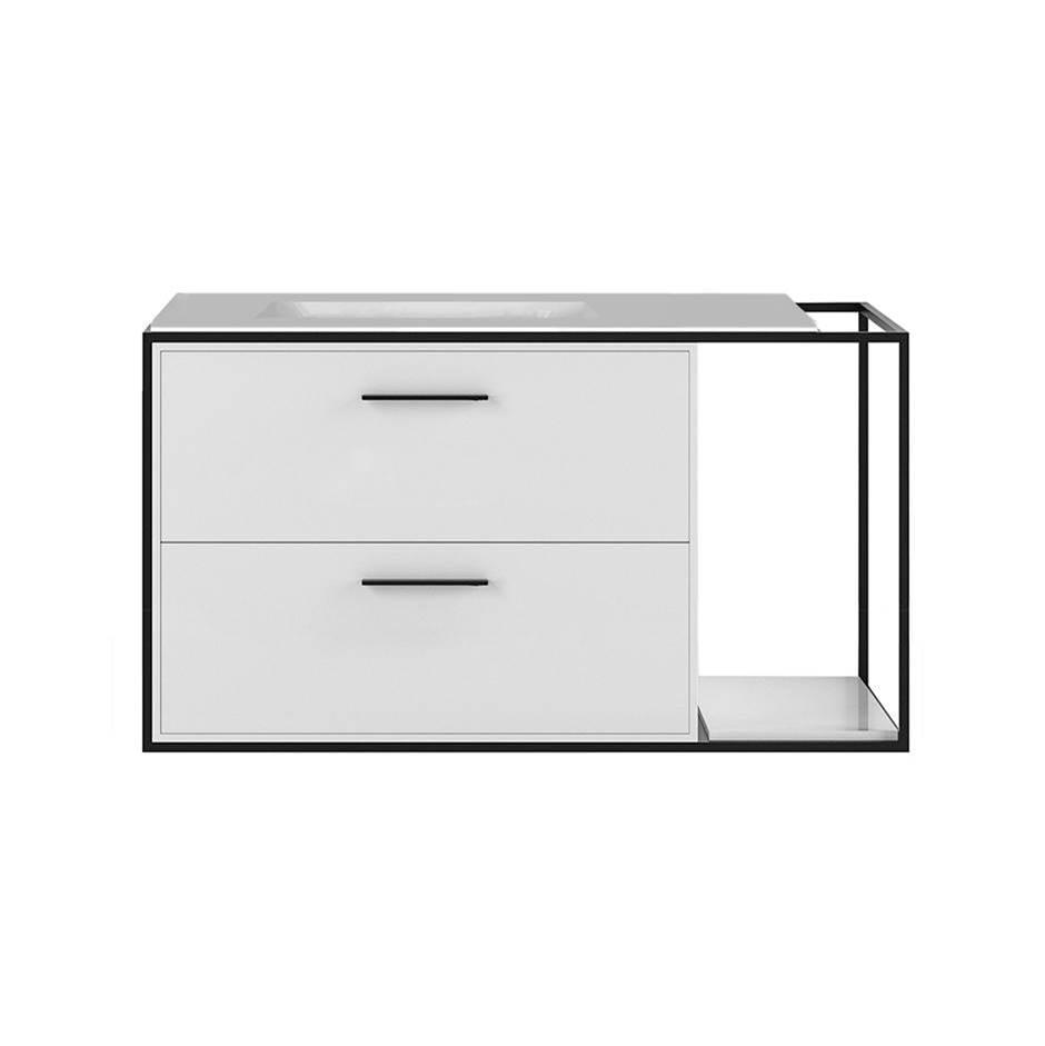 Lacava Cabinet of wall-mount under-counter vanity LIN-UN-36L with sink on the left