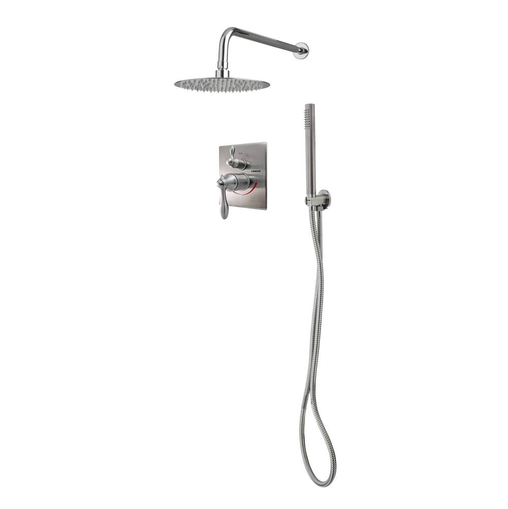 Lenova Canada 3PC - Shower Set Includes: Shower Head Round 8'' Thermostatic/Pressure Valve Trim Kit - Square