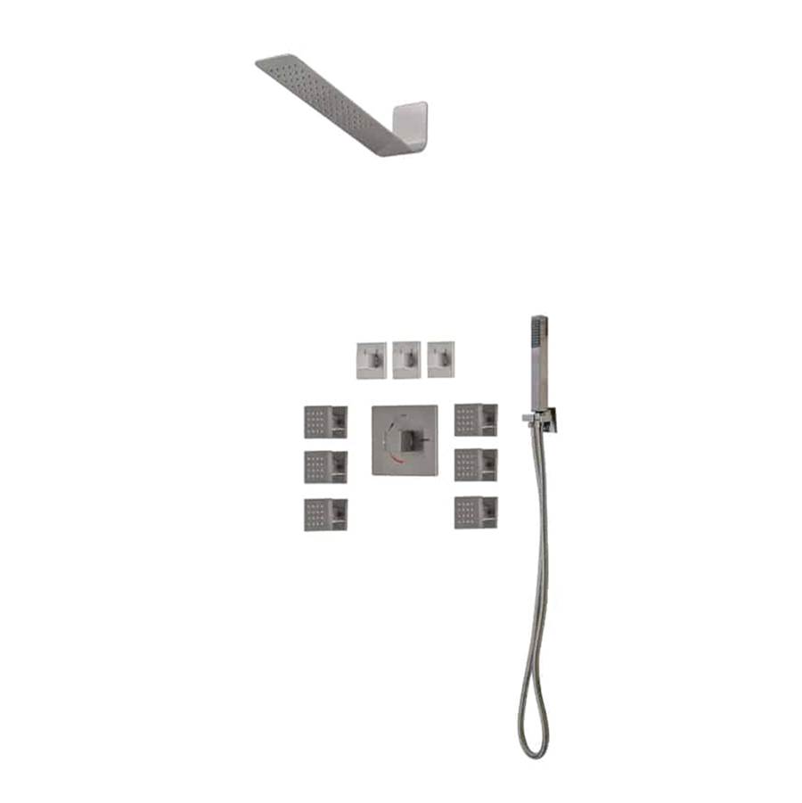 Lenova Canada 4PC - Shower Set Includes: Shower Head Square 16'' x 4-3/4'' Trim Kit - Square