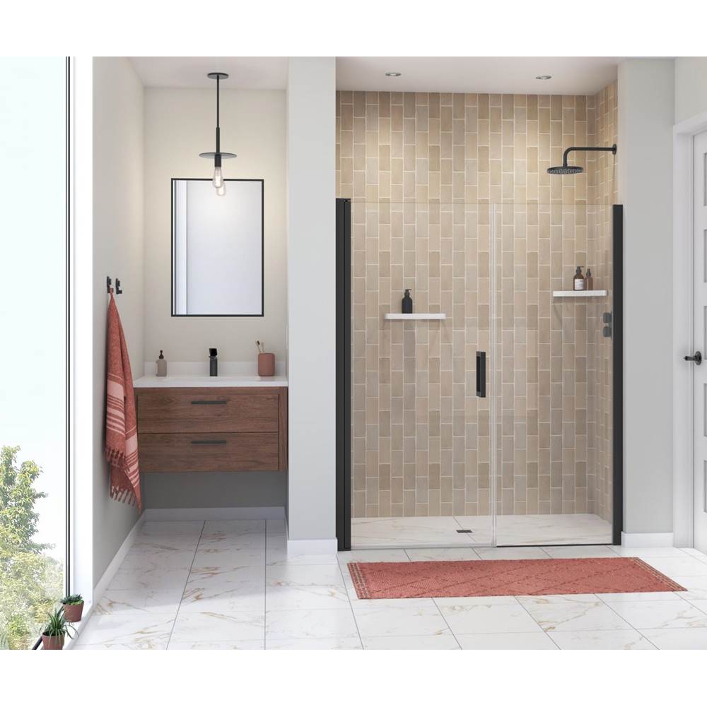Maax Canada Manhattan 53-55 x 68 in. 6 mm Pivot Shower Door for Alcove Installation with Clear glass & Square Handle in Matte Black