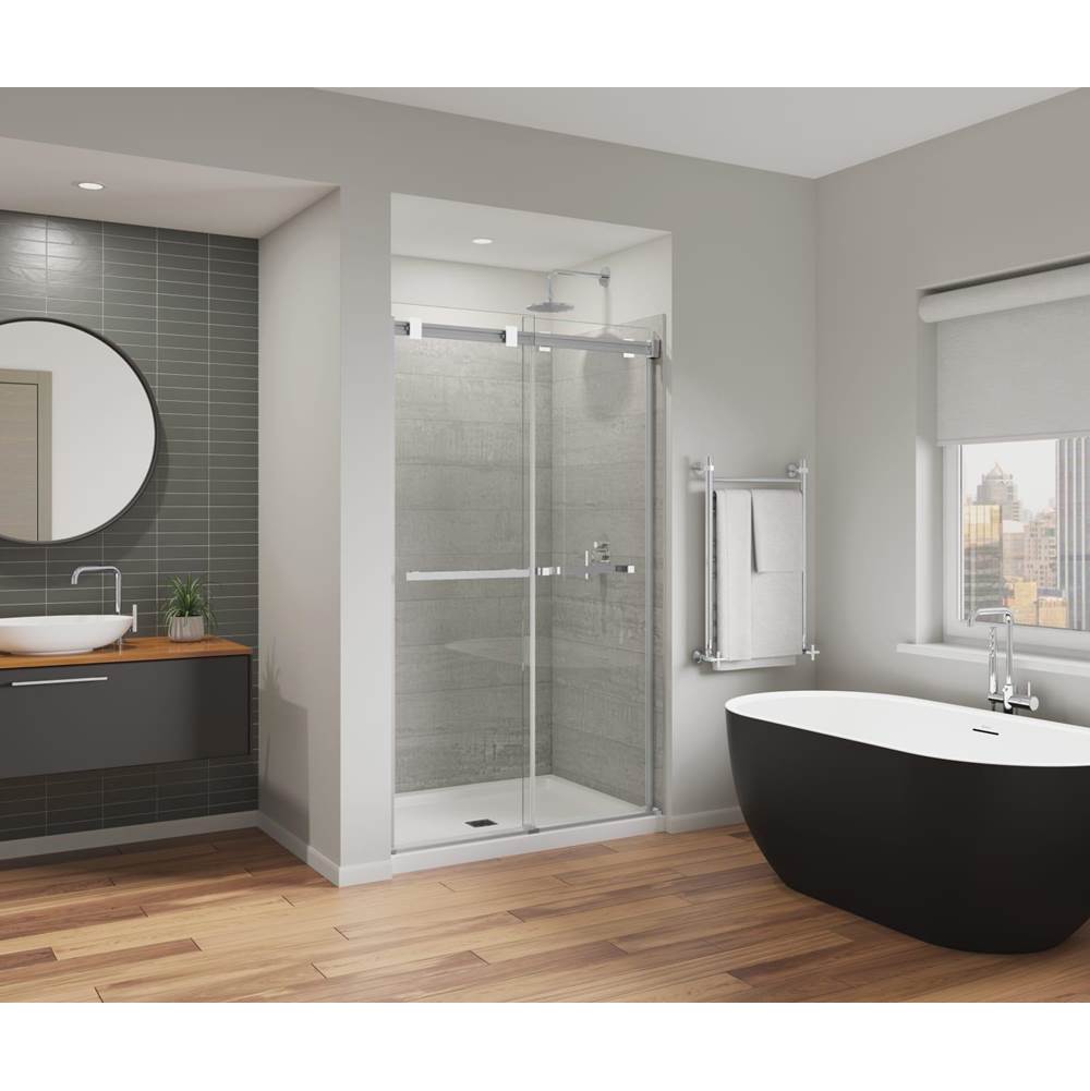 Maax Canada Duel Alto 44-47 X 78 in. 8mm Bypass Shower Door for Alcove Installation with GlassShield® glass in Chrome & Matte White