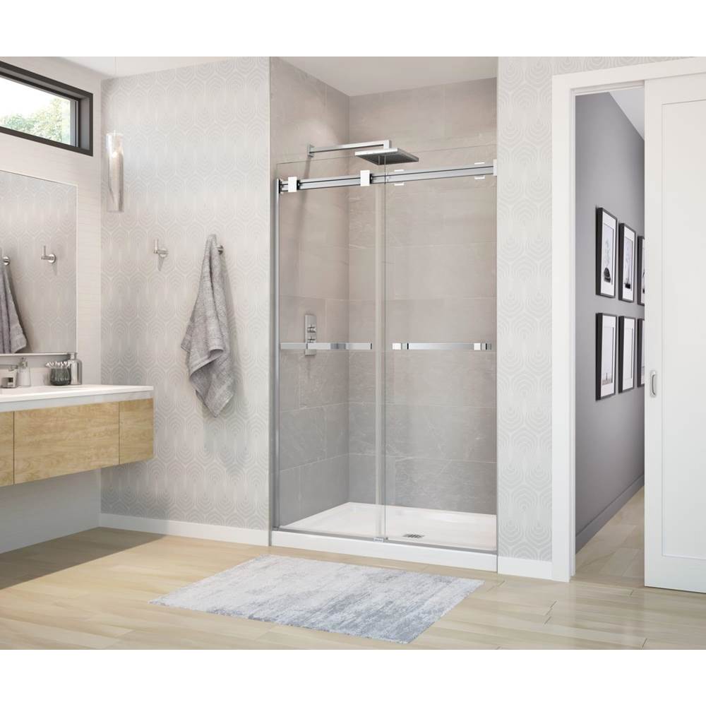 Maax Canada Duel 44-47 x 70 1/2-74 in. 8 mm Bypass Shower Door for Alcove Installation with Clear glass in Chrome & Matte White