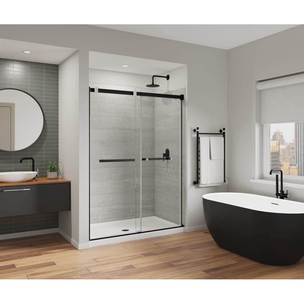 Maax Canada Duel Alto 56-59 X 78 in. 8mm Bypass Shower Door for Alcove Installation with GlassShield® glass in Matte Black & Chrome