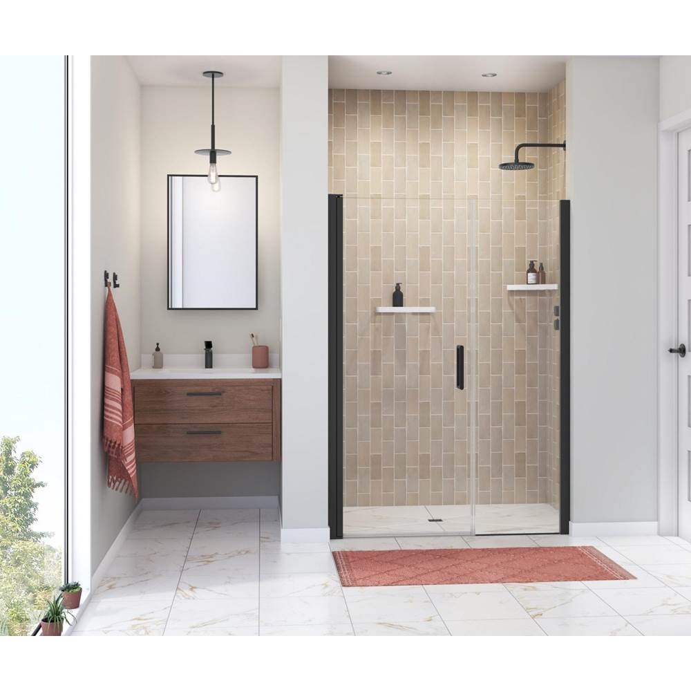 Maax Canada Manhattan 47-49 x 68 in. 6 mm Pivot Shower Door for Alcove Installation with Clear glass & Round Handle in Matte Black