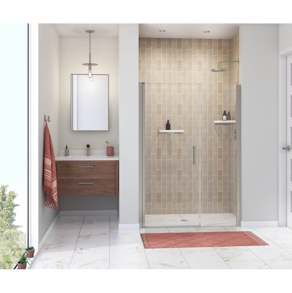 Maax Canada Manhattan 51-53 x 68 in. 6 mm Pivot Shower Door for Alcove Installation with Clear glass & Round Handle in Brushed Nickel