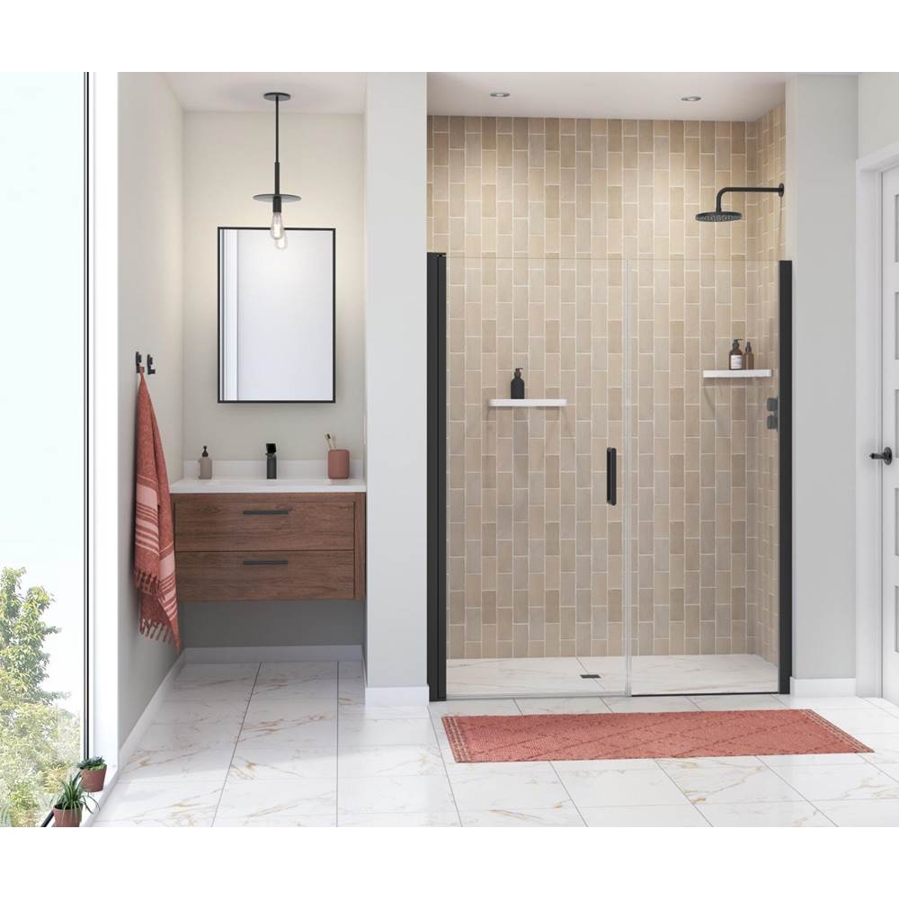 Maax Canada Manhattan 53-55 x 68 in. 6 mm Pivot Shower Door for Alcove Installation with Clear glass & Round Handle in Matte Black