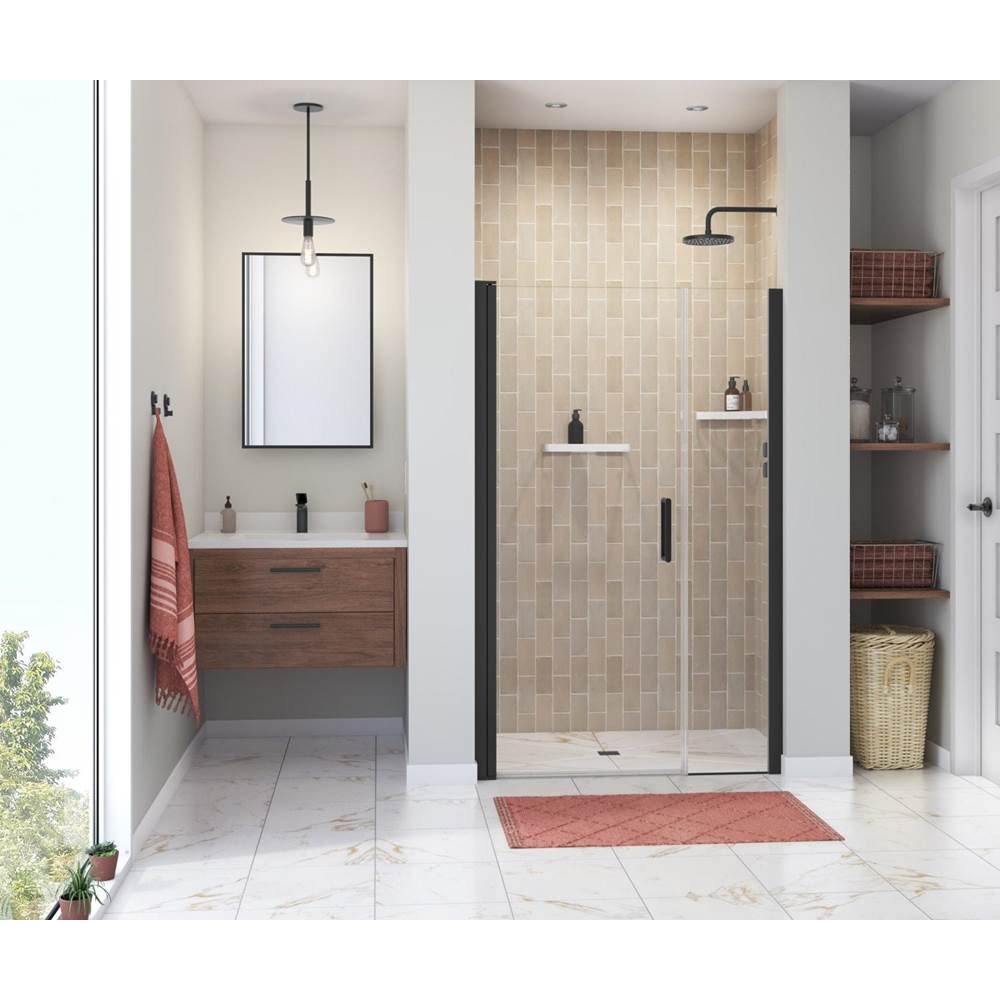 Maax Canada Manhattan 43-45 x 68 in. 6 mm Pivot Shower Door for Alcove Installation with Clear glass & Round Handle in Matte Black