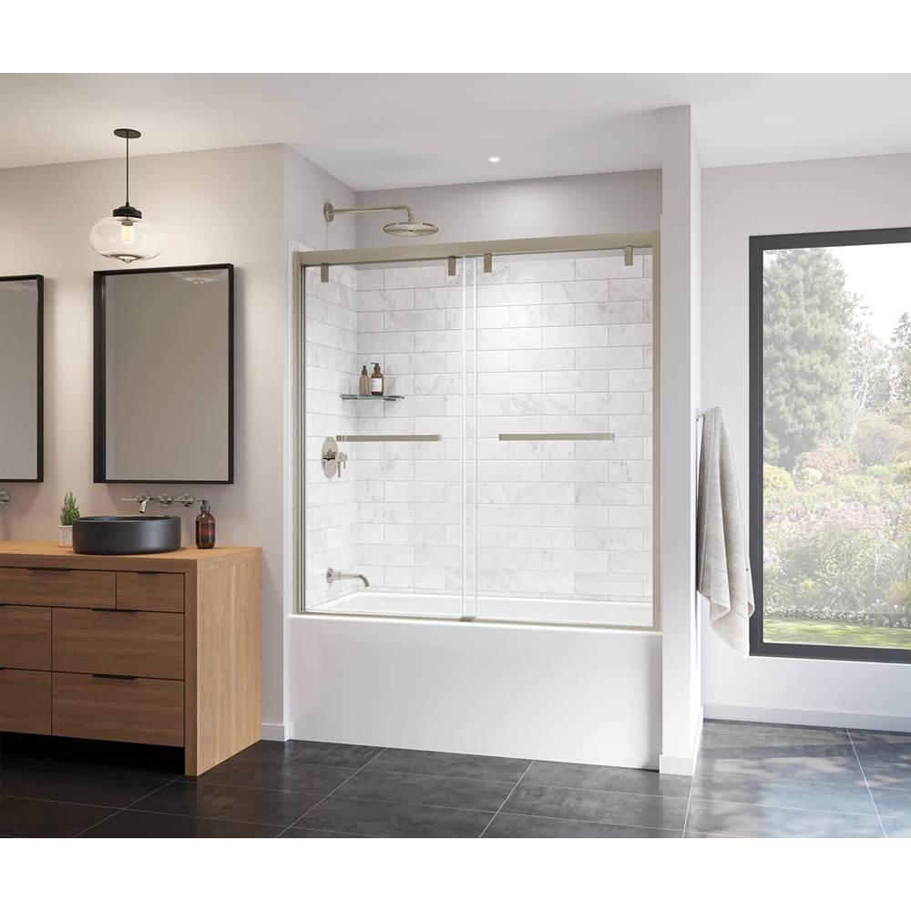 Maax Canada Uptown 56-59 x 58 in. 8 mm Bypass Tub Door for Alcove Installation with Clear glass in Brushed Nickel