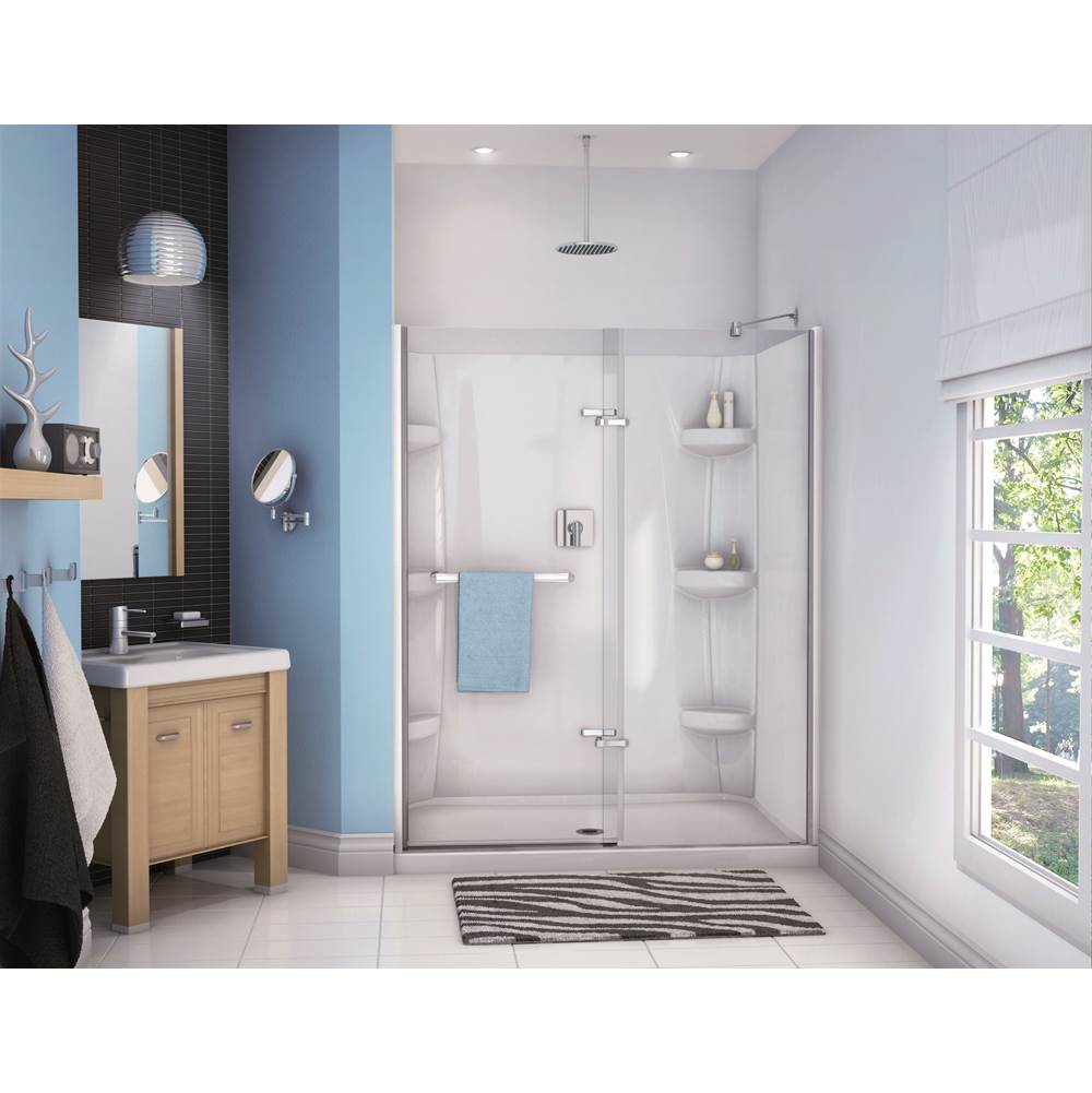 Maax Canada Reveal 51.5-54.5 in. x 71.5 in. Pivot Alcove Shower Door with Clear Glass in Brushed Nickel