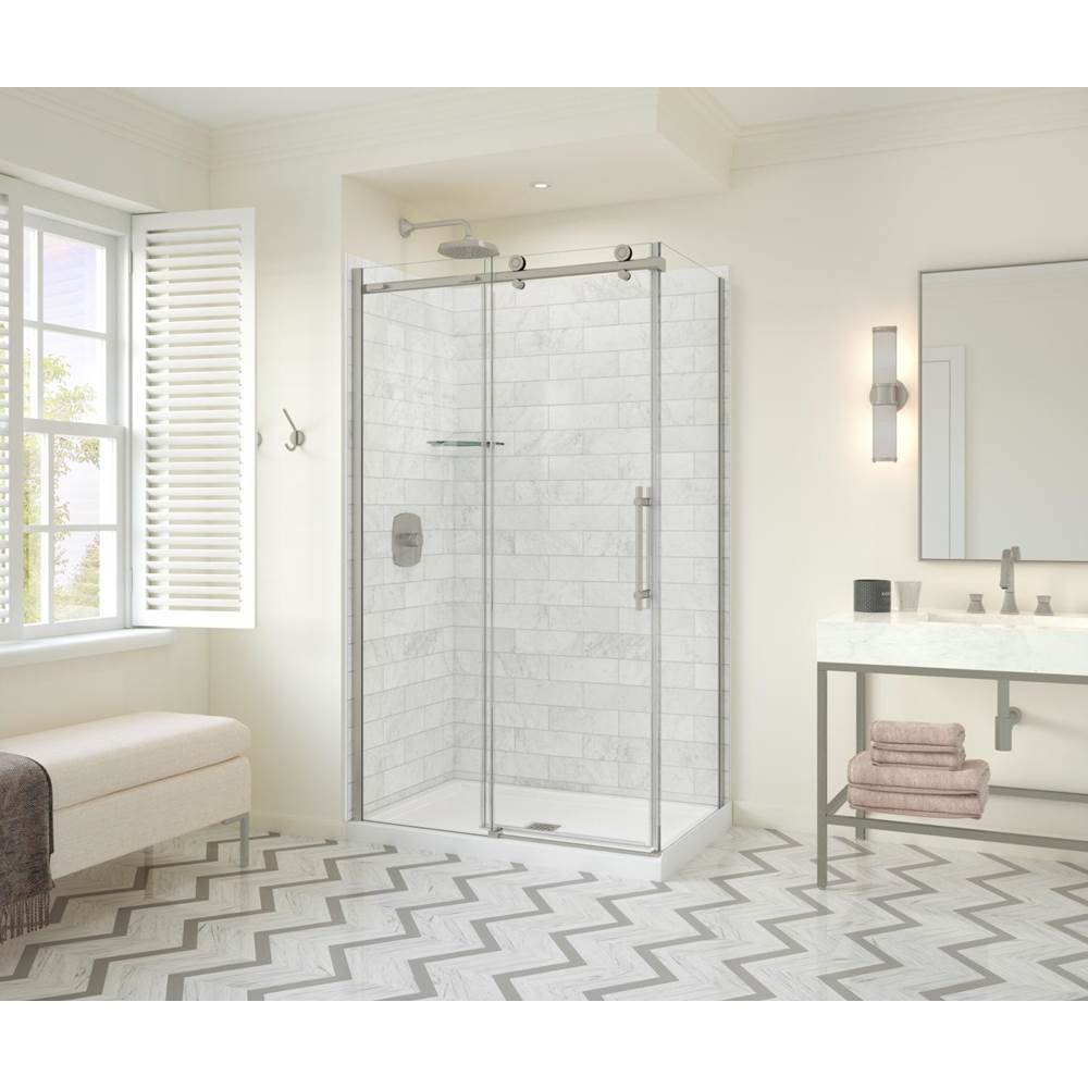 Maax Canada Odyssey SC 48'' x 32'' x 78'' 8mm Sliding Shower Door for Corner Installation with Clear glass in Brushed Nickel