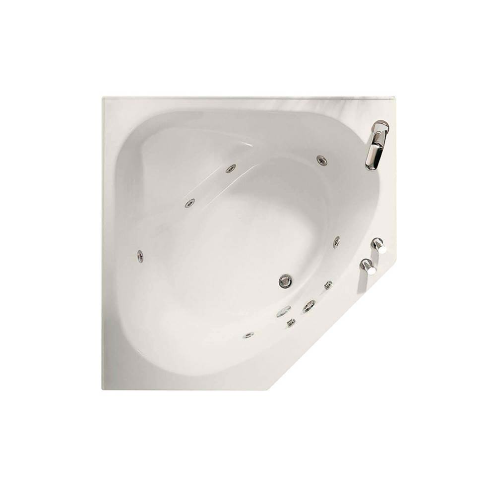 Maax Canada Tandem II 60 in. x 60 in. Corner Bathtub with Combined Whirlpool/Aeroeffect System Center Drain in Biscuit