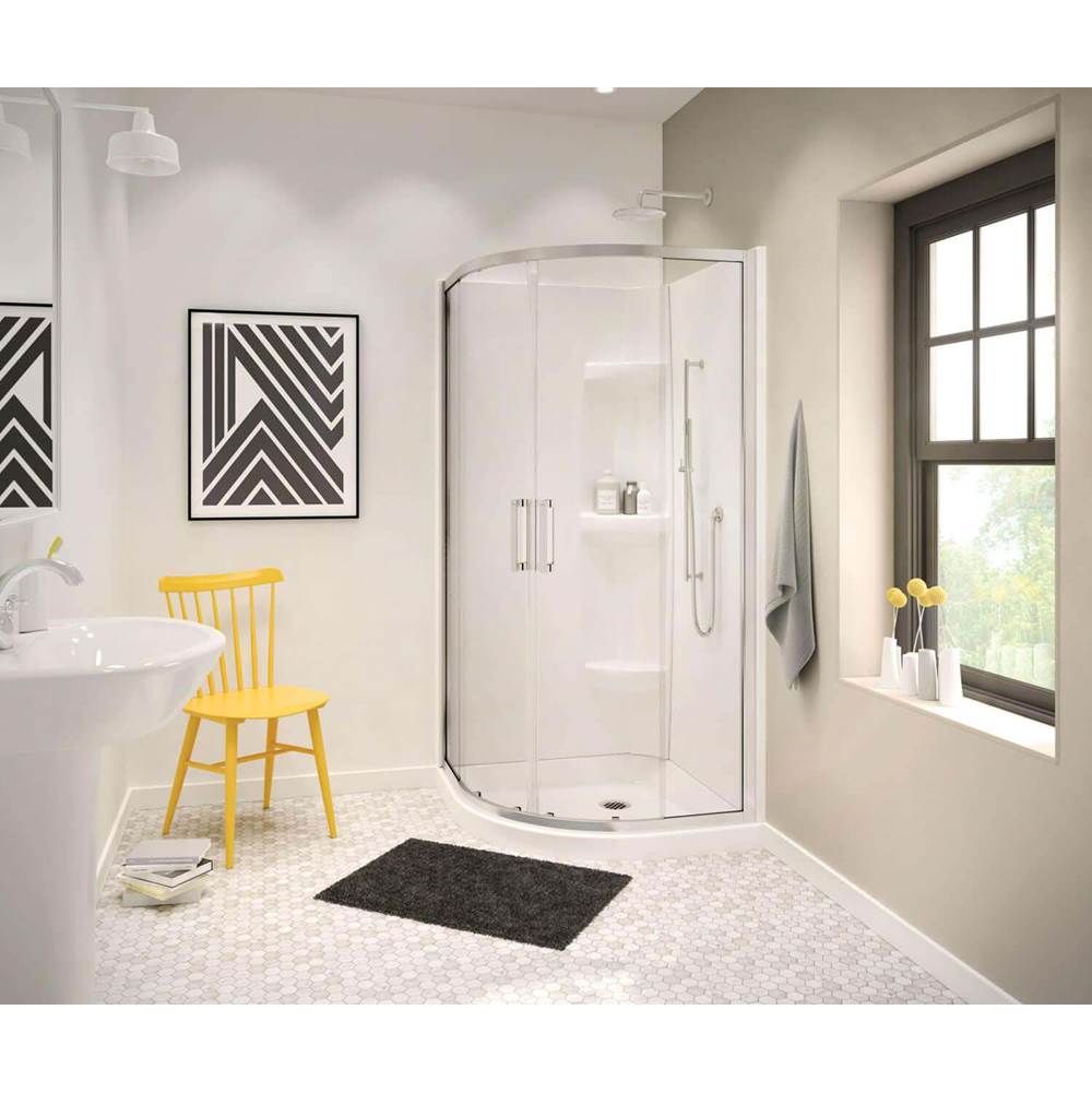 Maax Canada NR 32.125 in. x 32.125 in. x 4.125 in. Neo-Round Corner Shower Base with Center Drain in White