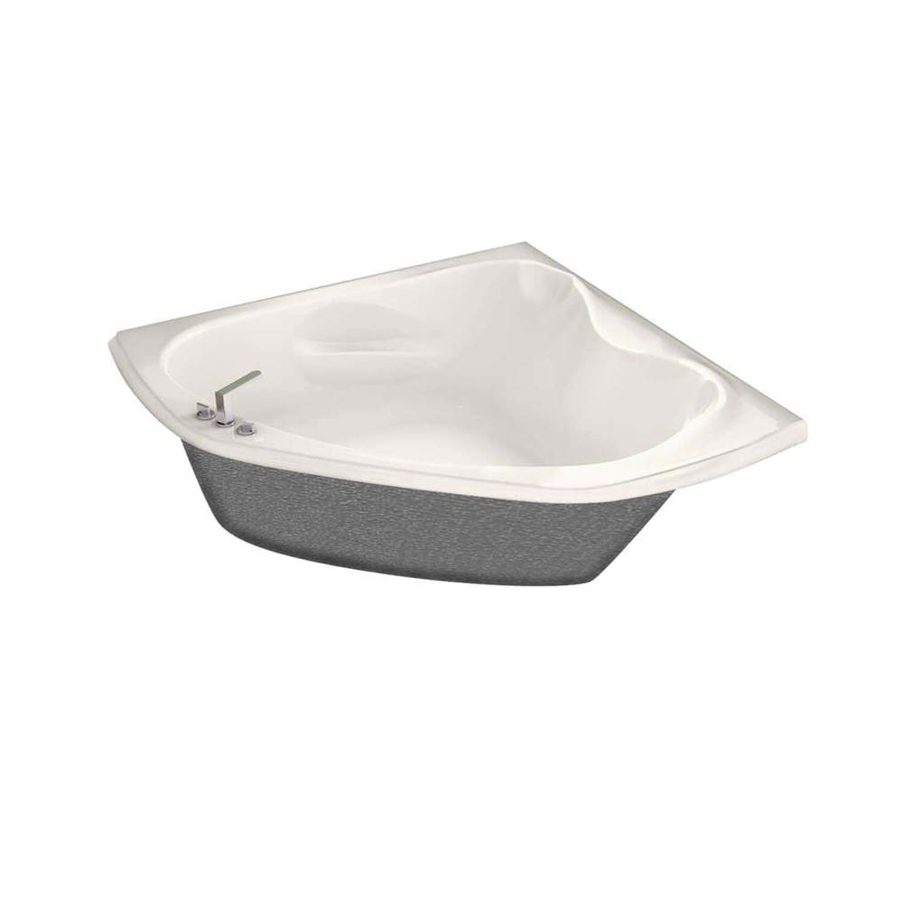 Maax Canada Vichy 59.75 in. x 59.75 in. Corner Bathtub with Combined Whirlpool/Aeroeffect System Center Drain in Biscuit