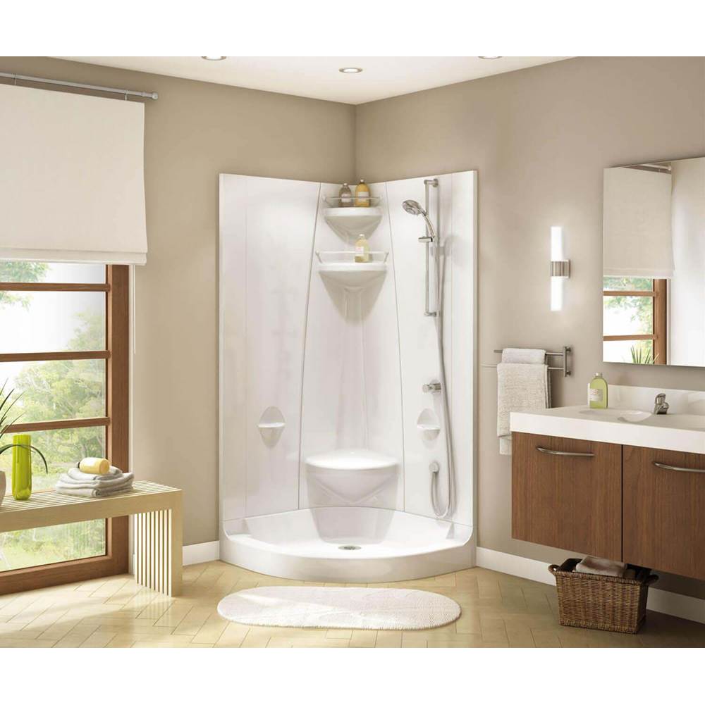 Maax Canada Freestyle 37 Neo-Round 36.5 in. x 36.5 in. x 77.75 in. 2-piece Shower With Center Seat in White