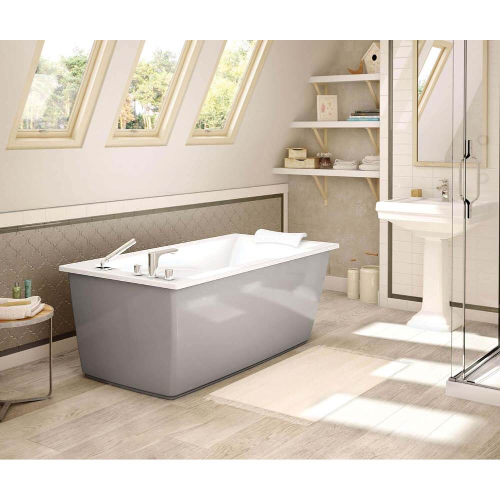 Maax Canada Optik F 60 in. x 32 in. Freestanding Bathtub with Aerofeel System End Drain in Sterling Silver