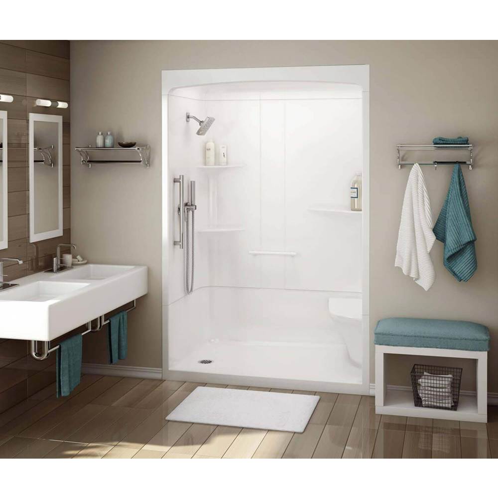 Maax Canada Allia 60 in. x 34.5 in. x 88 in. 3-piece Shower with Roof Cap Left Seat, Center Drain in White