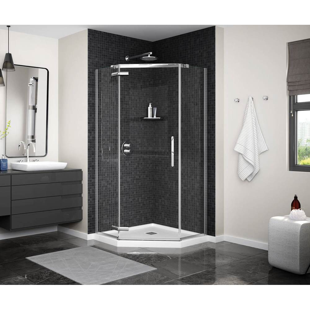 Maax Canada Link Curve Neo-angle 38 in. x 38 in. x 75 in. Pivot Corner Shower Door with Clear Glass in Chrome