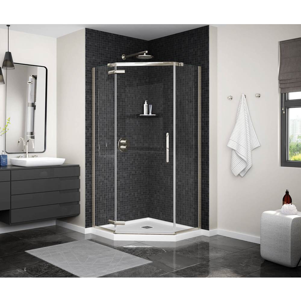 Maax Canada Link Curve Neo-angle 40 in. x 40 in. x 75 in. Pivot Corner Shower Door with Clear Glass in Brushed Nickel