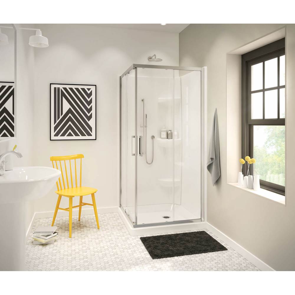 Maax Canada Radia Square 33 in. x 33 in. x 71.5 in. Sliding Corner Shower Door with Clear Glass in Chrome