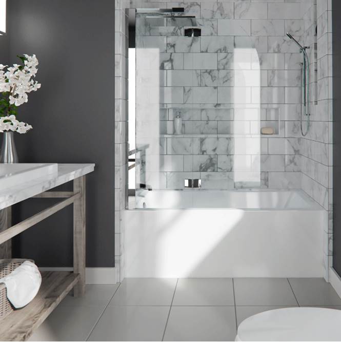 Neptune Entrepreneur Canada AZEA bathtub 32x60 with Tiling Flange and Skirt, Left drain, White AZEA3260 BJG