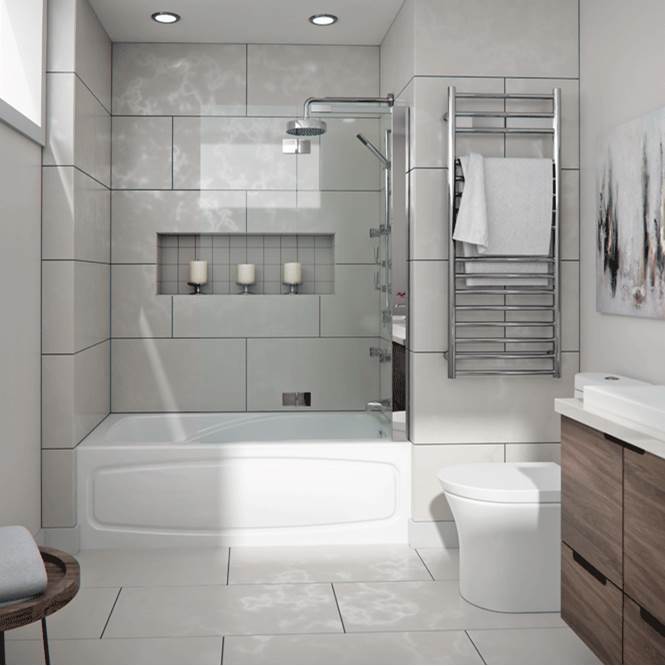 Neptune Entrepreneur Canada JUNA bathtub 30X60 AFR with Tiling Flange and Skirt, Right drain, White JUNA3060 BJD AFR