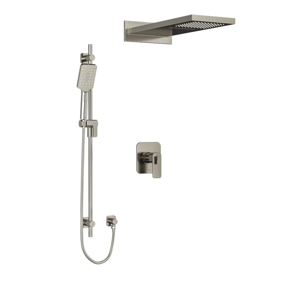 Riobel Type T/P (thermostatic/pressure balance) 1/2'' coaxial 3-way system with hand shower rail and rain and cascade shower head