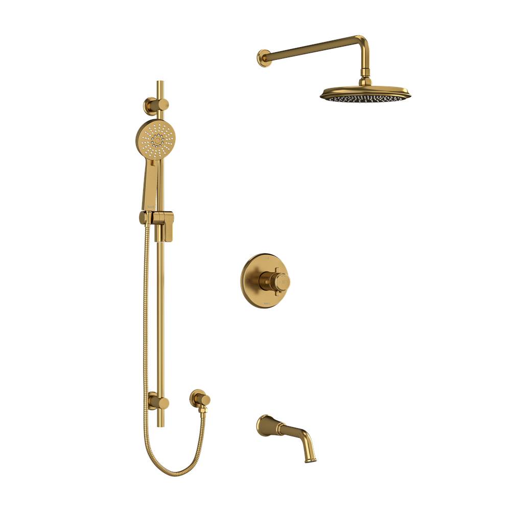 Riobel Type T/P (thermostatic/pressure balance) 1/2'' coaxial 3-way system with hand shower rail, shower head and spout