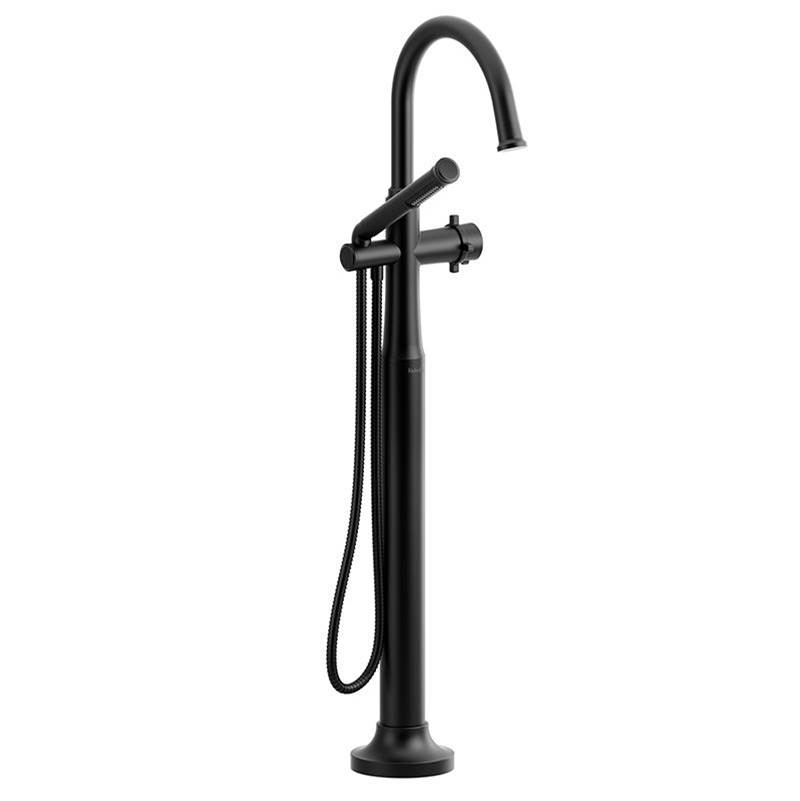 Riobel 2-way Type T (thermostatic) coaxial floor-mount tub filler with hand shower trim
