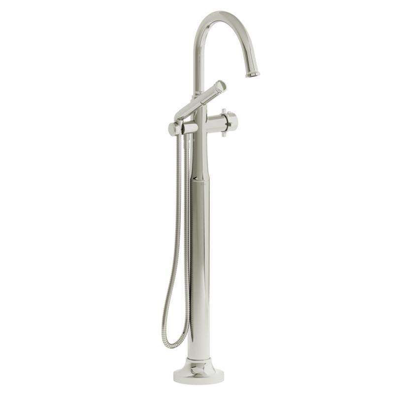 Riobel 2-way Type T (thermostatic) coaxial floor-mount tub filler with hand shower trim
