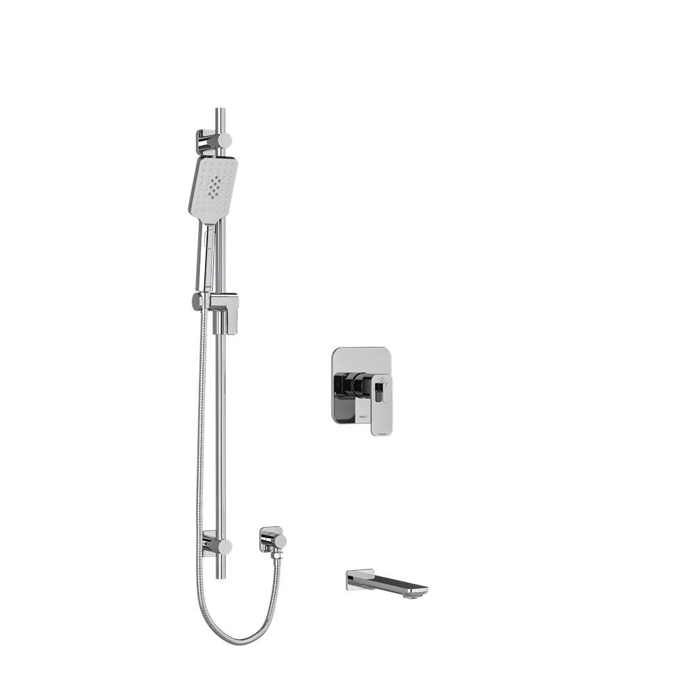 Riobel 1/2'' 2-way Type T/P (thermostatic/pressure balance) coaxial system with spout and hand shower rail