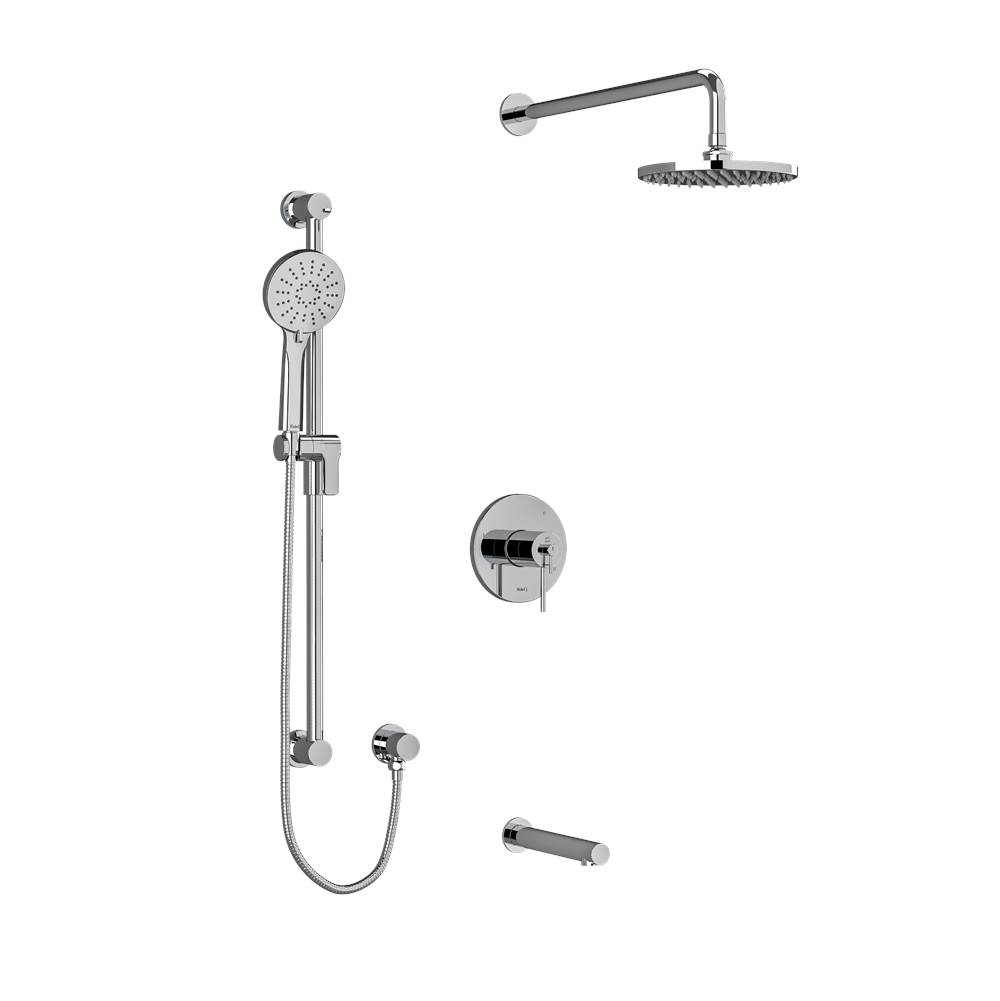 Riobel Type T/P (thermostatic/pressure balance) 1/2'' coaxial 3-way system with hand shower rail, shower head and spout