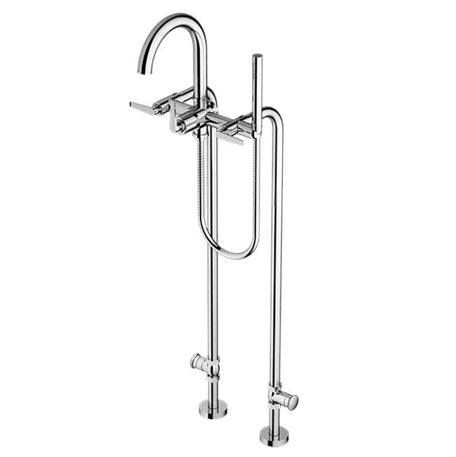 Santec Floor Mount Tub Filler with Hand Shower and Shut-off Valves (pair)