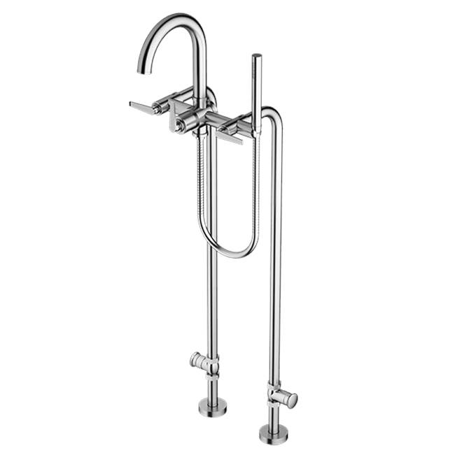 Santec Floor Mount Tub Filler with Hand Shower and Shut-off Valves (pair)