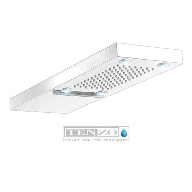 Tenzo Wall mount shwr head LED (4x) & waterfall stainless steel chrome