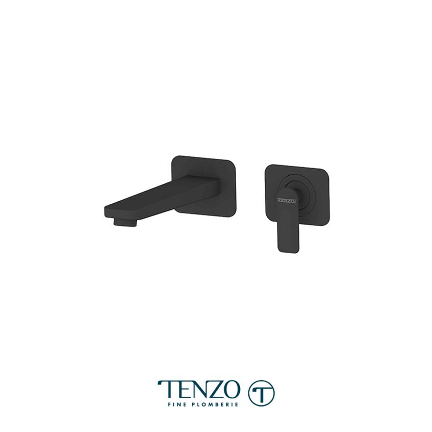 Tenzo Trim for Delano wall mount lavatory faucet 2 finishing plates matte black with W/O (overflow) drain