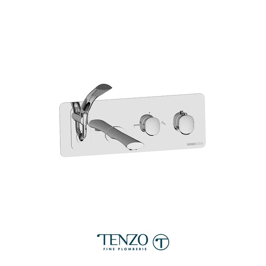 Tenzo Trim for wall mount tub faucet with retractable hose Fluvia chrome
