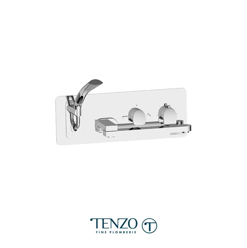 Tenzo Wall mount tub faucet with swivel spout Fluvia chrome
