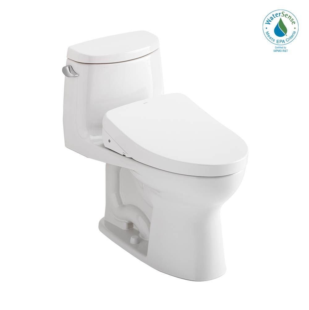 TOTO Toto® Washlet+® Ultramax® II One-Piece Elongated 1.28 Gpf Toilet With Auto Flush Washlet+® S500E Contemporary Bidet Seat, Cotton White