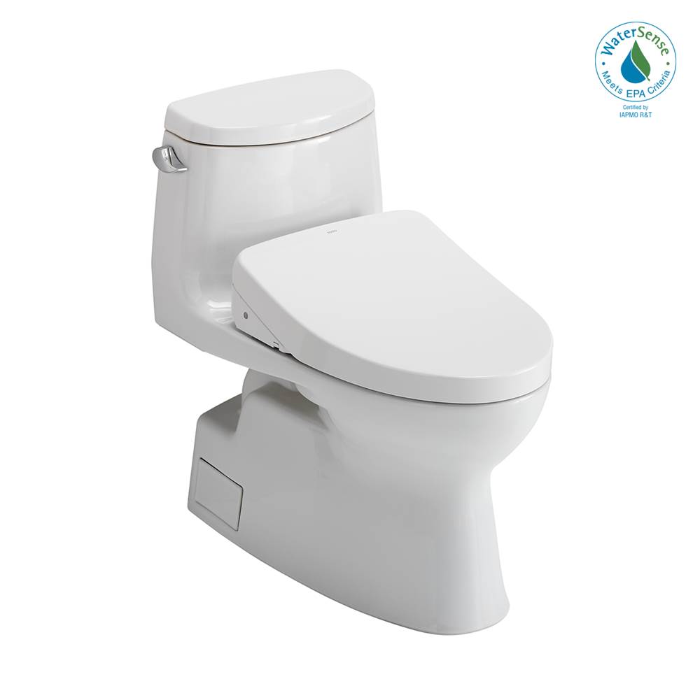 TOTO Toto® Washlet+® Carlyle® II One-Piece Elongated 1.28 Gpf Toilet With Auto Flush Washlet+® S500E Contemporary Bidet Seat, Cotton White