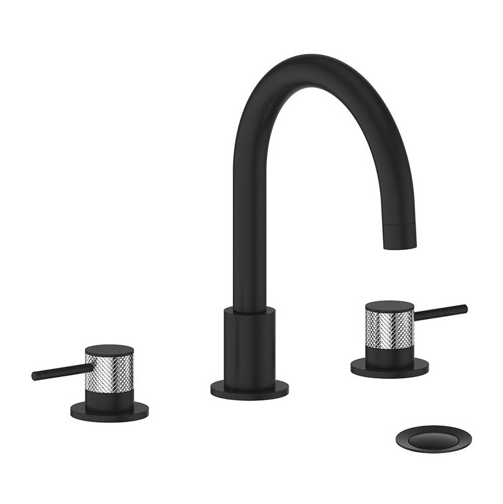 Vogt Drava Lavatory Faucet with Pop-Up, 8'' Center-to-Center, Chrome, Matte Black