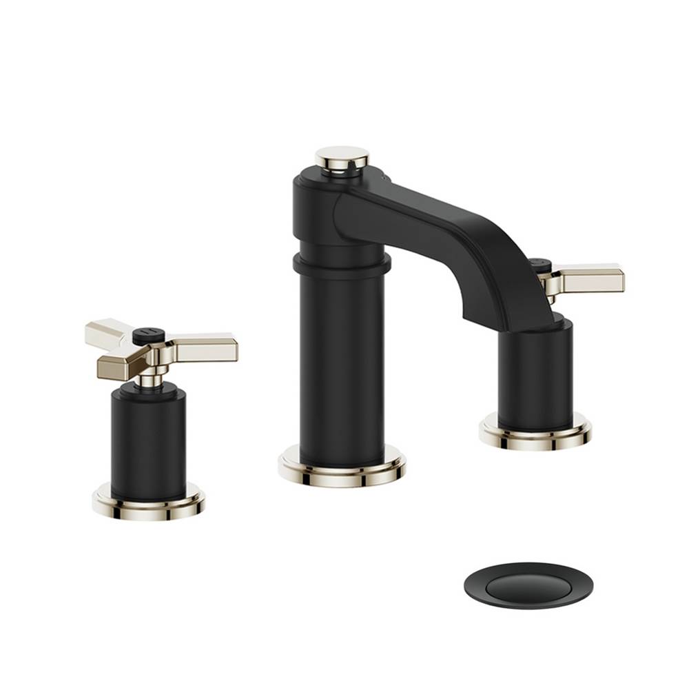 Vogt Zehn Lavatory Faucet with Pop-Up, 8'' Center-to-Center, Polished Nickel, Matte Black