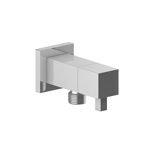 Vogt Square Brass Elbow Connector with Shut-Off, Chrome