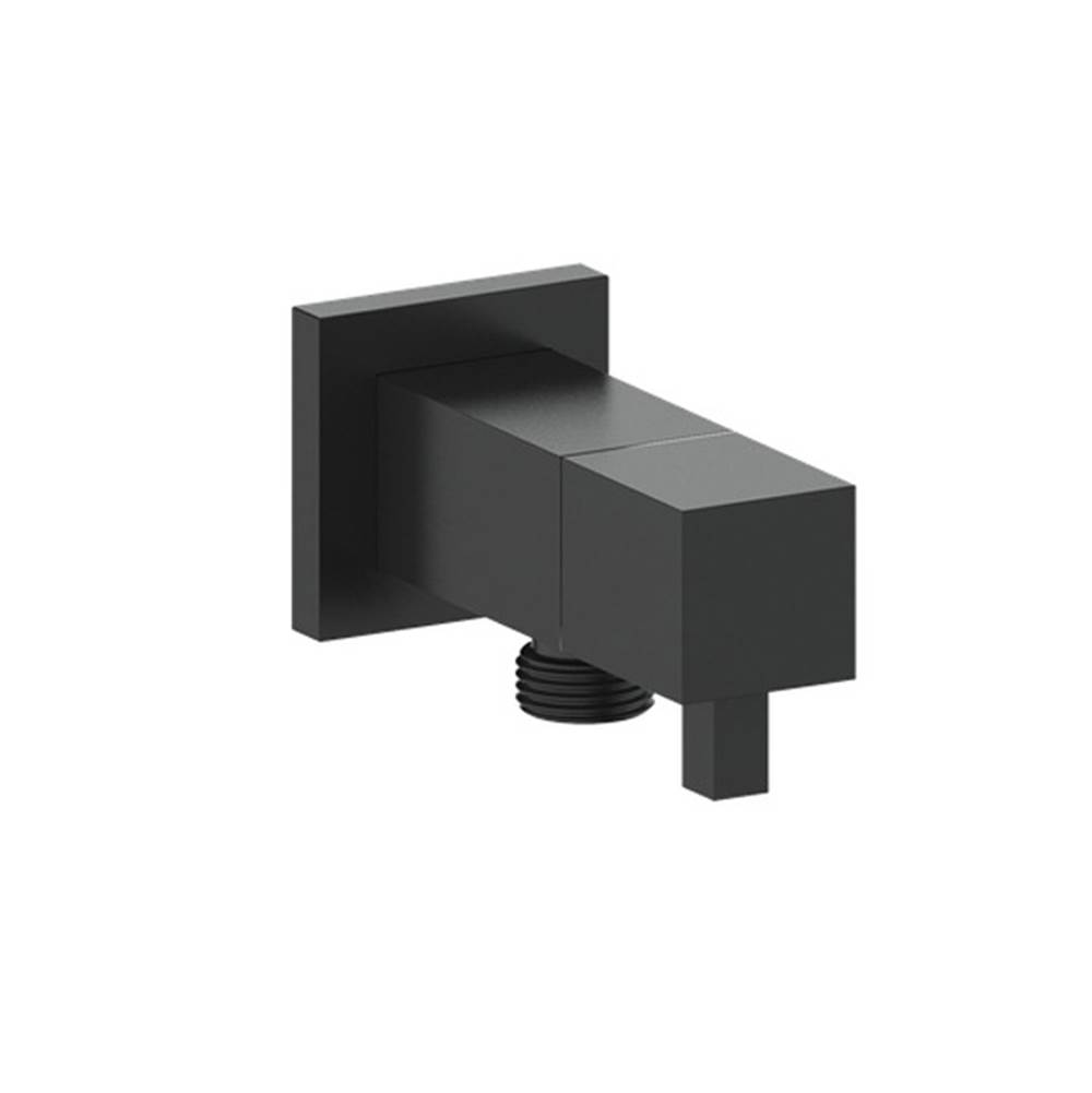 Vogt Square Brass Elbow Connector with Shut-Off, Matte Black