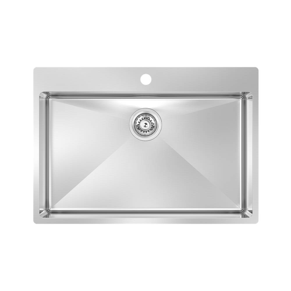 Zomodo Standard Kit - Montego Lrg Single Sink And Accessory Kit - Tap Ledge, 18ga, R15 (inc: bottom grid And cutting board)