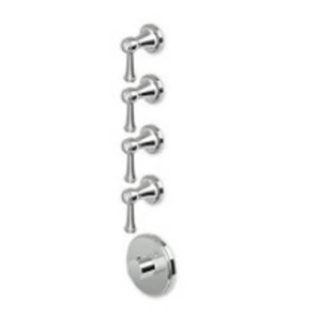Zucchetti USA Built-in thermostatic shower mixer with 4 stop valves.